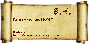 Busztin Anikó névjegykártya